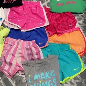 Girls Nike shorts and tshirts